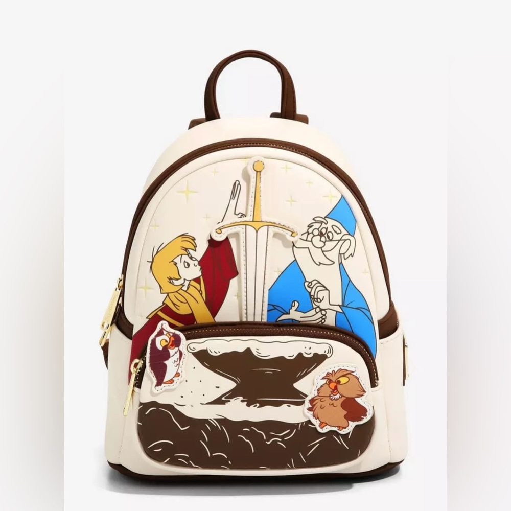 NWT Loungefly Disney The Sword in the Stone Arthur & Merlin Mini Backpack